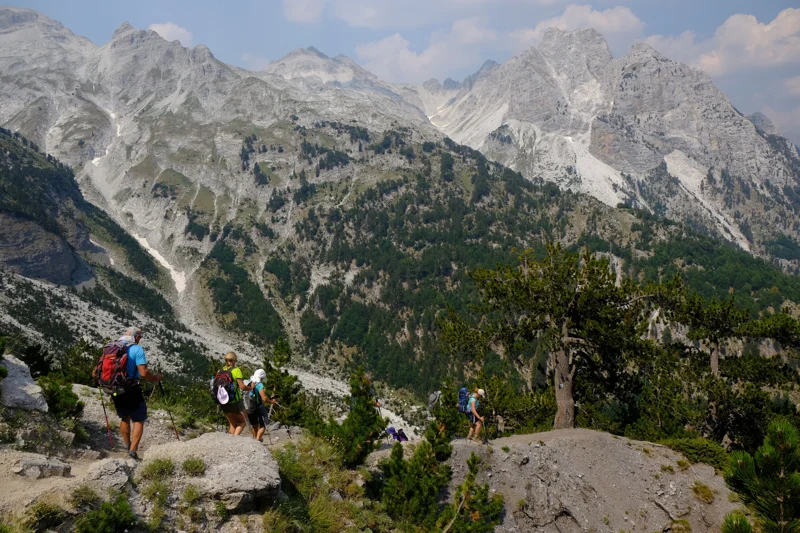 Theth Valley’s alpine panorama in northern Albania, gateway to the Theth–Valbona trail.